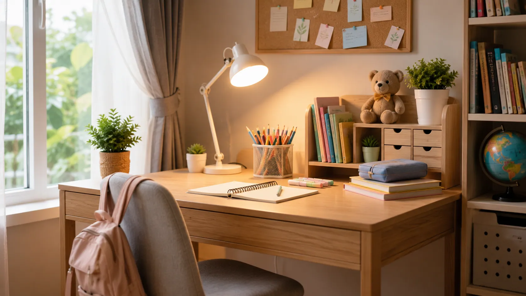 Cozy Scandinavian Study Nook tempat belajar yang selesa