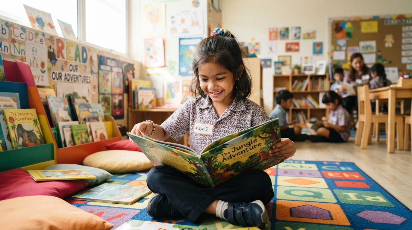Murid membaca buku cerita untuk tingkatkan kemahiran bahasa