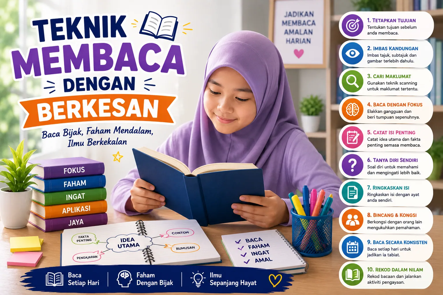 Teknik membaca secara konsisten setiap hari