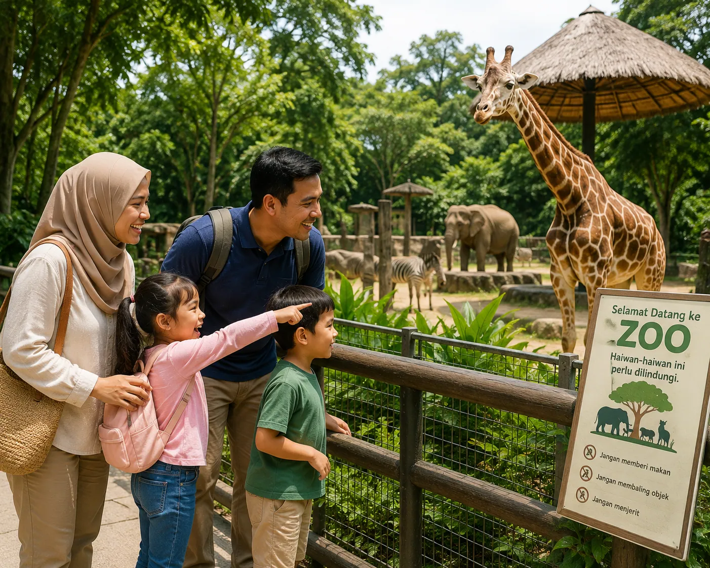 Aktiviti cuti sekolah melawat zoo bersama keluarga